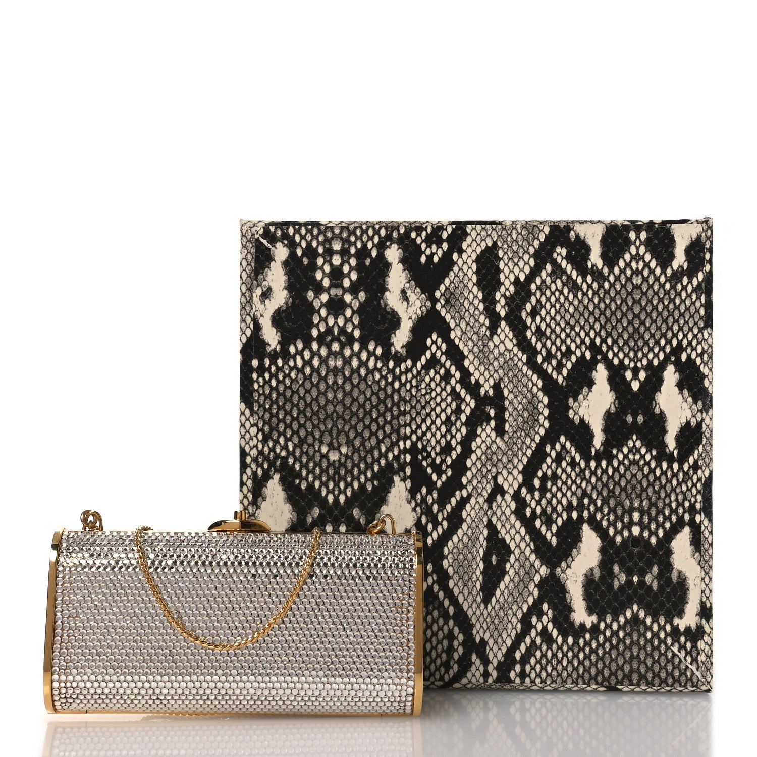Judith Leiber Swarovski Crystal Minaudiere Clutch Silver Gold 11 of 11