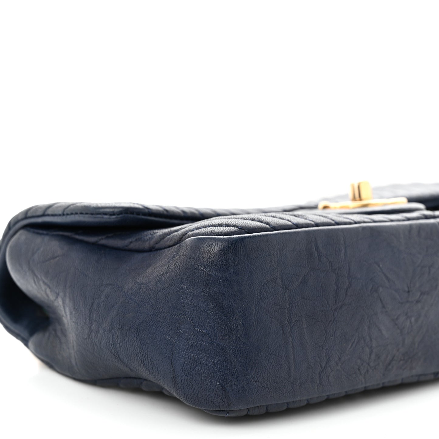 Calfskin Chevron Quilted Small Surpique Flap Navy