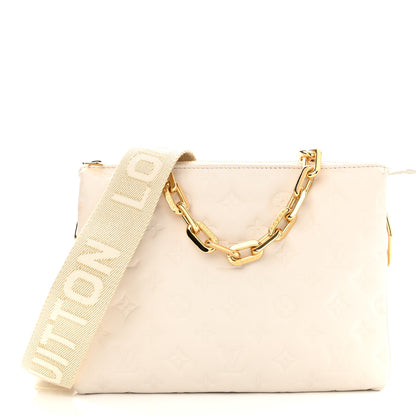 Louis Vuitton Lambskin Embossed Monogram Coussin PM Beige Cream 1 of 9
