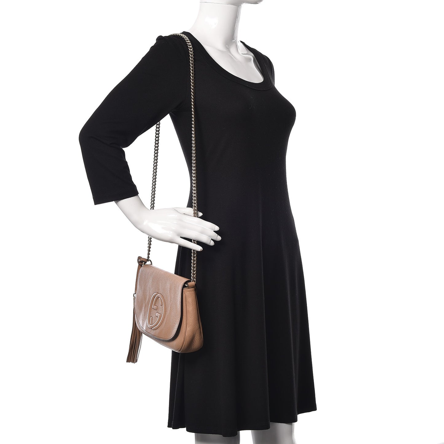 Pebbled Calfskin Medium Soho Flap Crossbody Camelia