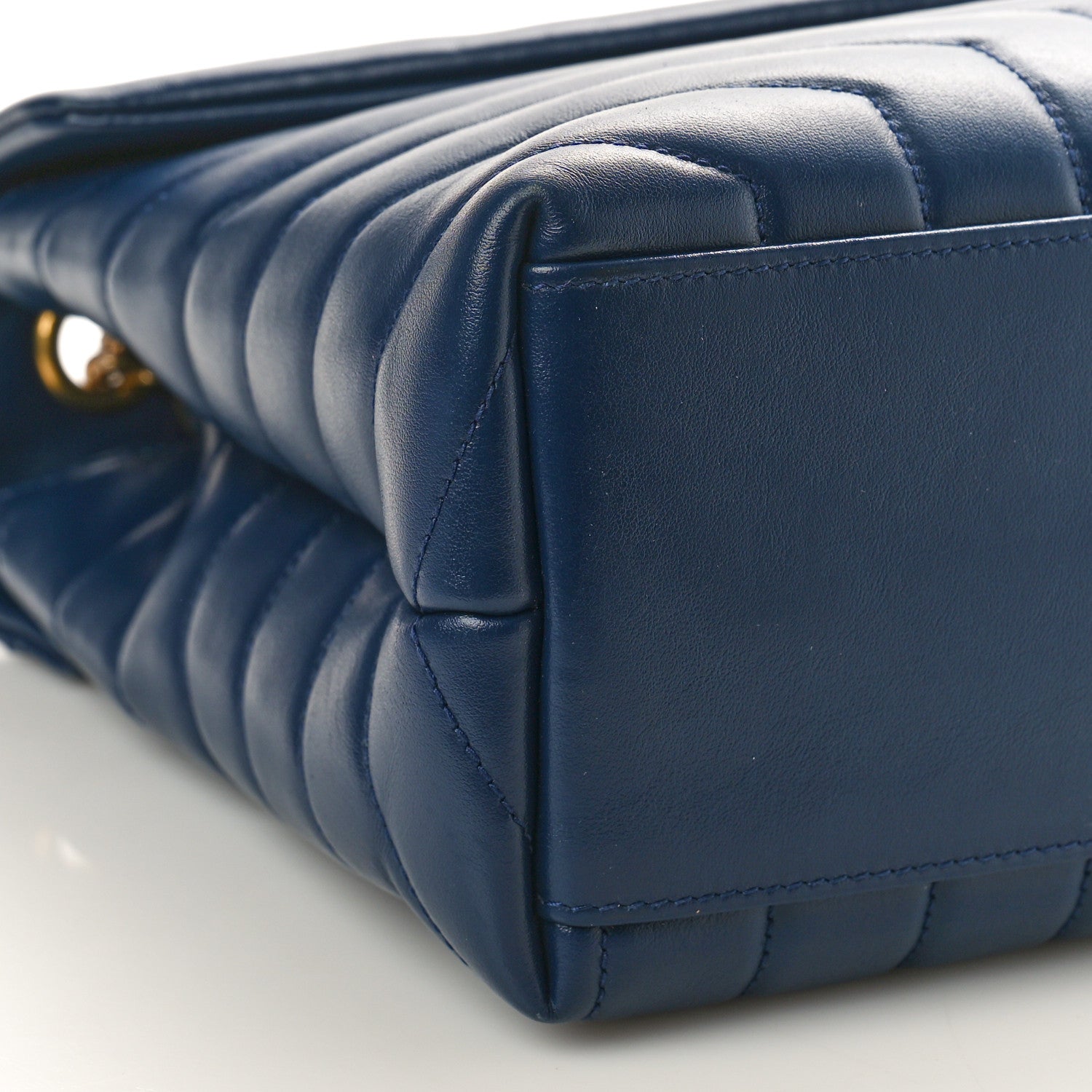 Saint Laurent Calfskin Y Quilted Monogram Medium Loulou Chain Satchel Deep Marine 10 of 13