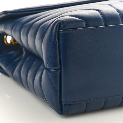 Saint Laurent Calfskin Y Quilted Monogram Medium Loulou Chain Satchel Deep Marine 10 of 13