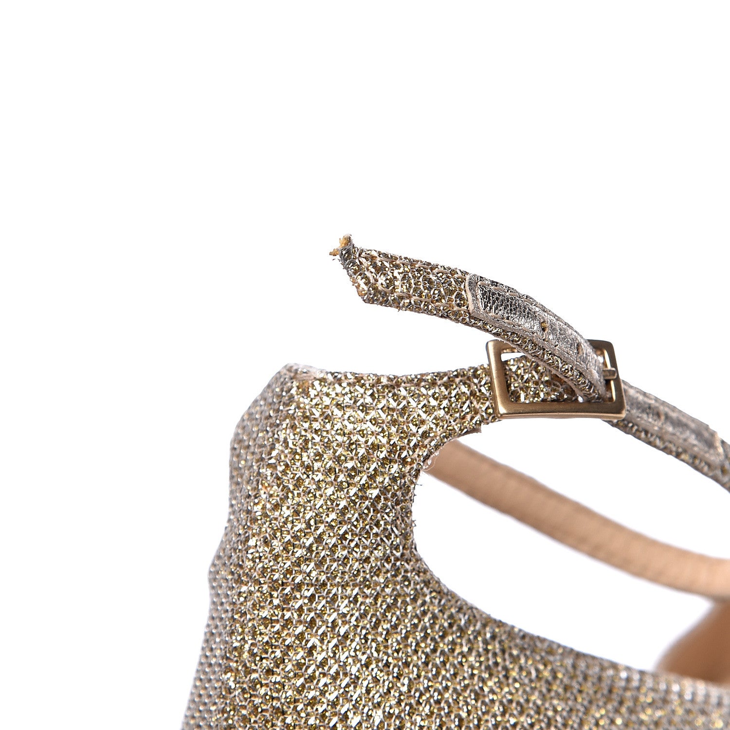 Jimmy Choo Glitter Pointy Toe Lucy Ballerina Flat Ankle Strap 35.5 Gold 8 of 8