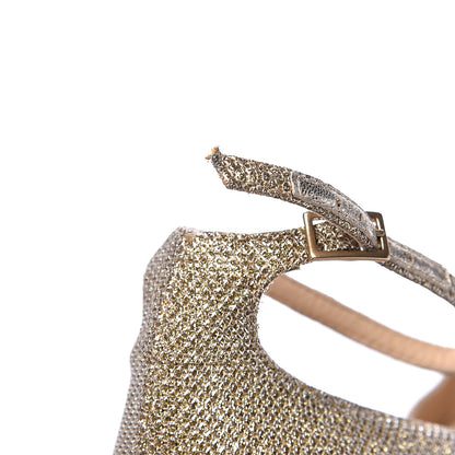 Jimmy Choo Glitter Pointy Toe Lucy Ballerina Flat Ankle Strap 35.5 Gold 8 of 8