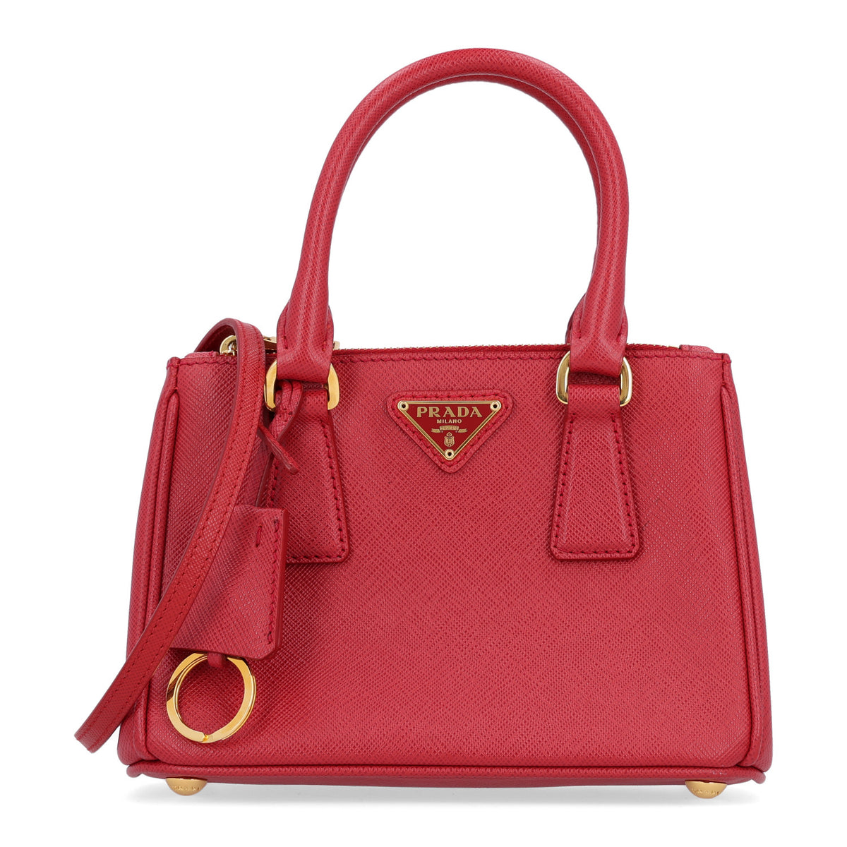 Prada Saffiano Micro Galleria Double Zip Tote Fuoco 1 of 10