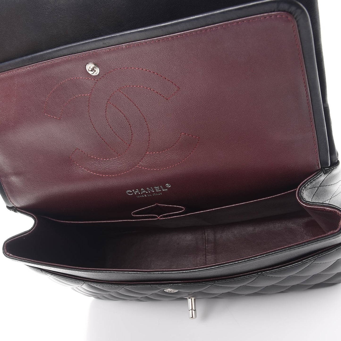 Lambskin Quilted Jumbo Double Flap Black