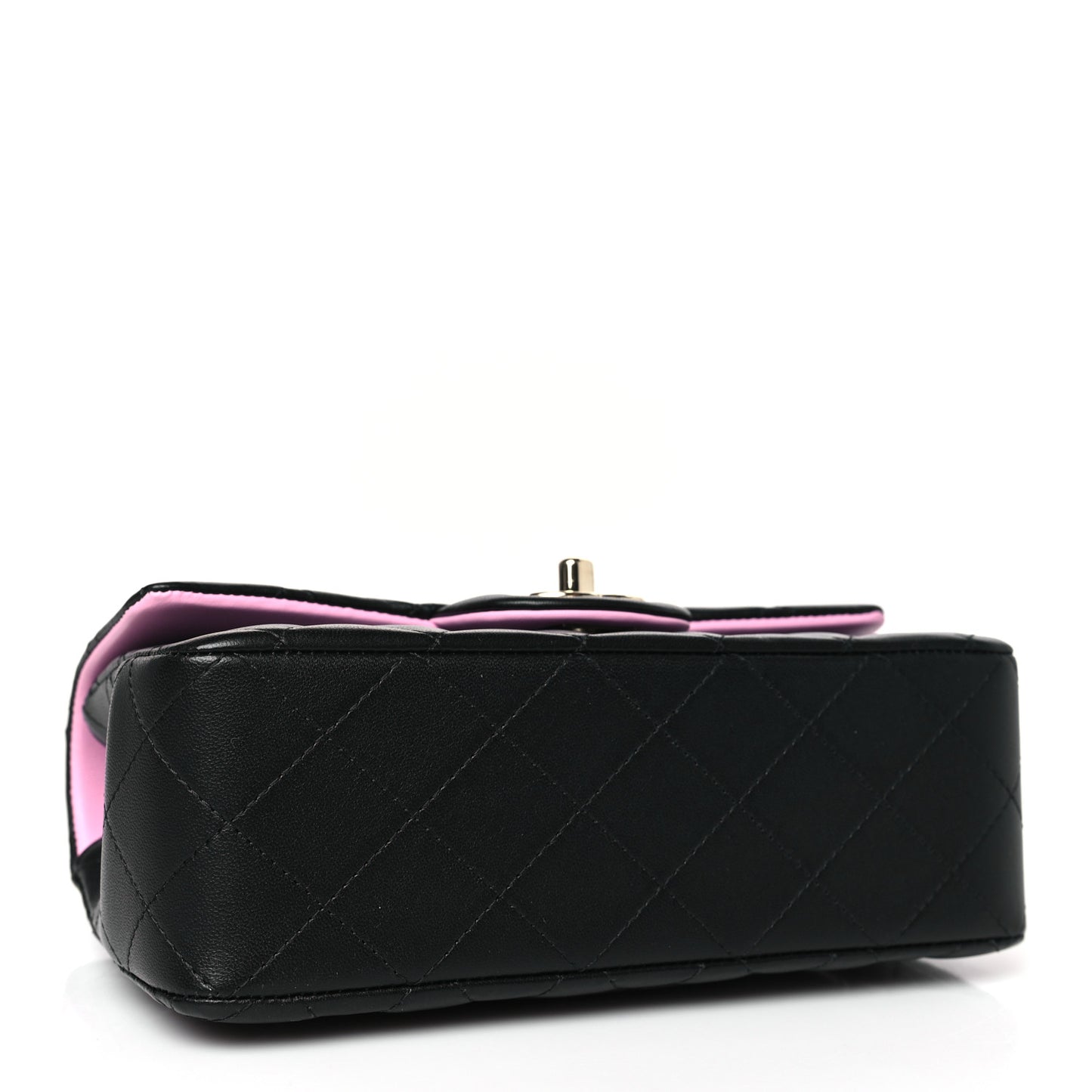 Lambskin Quilted Bi-Color Mini Top Handle Rectangular Flap Black Lilac