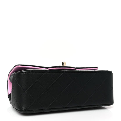 Chanel Lambskin Quilted Bi-Color Mini Top Handle Rectangular Flap Black Lilac 4 of 10