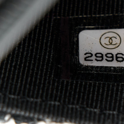 Chanel Tweed Quilted Wallet On Chain WOC Black Ecru White 8 of 12