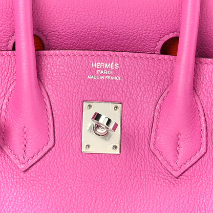 Hermes Taurillon Novillo Verso Birkin 25 Magnolia Rouge Casaque 6 of 11