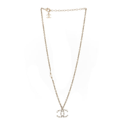 Chanel Crystal Pearl Nefertiti CC Pendant Necklace Gold 3 of 5