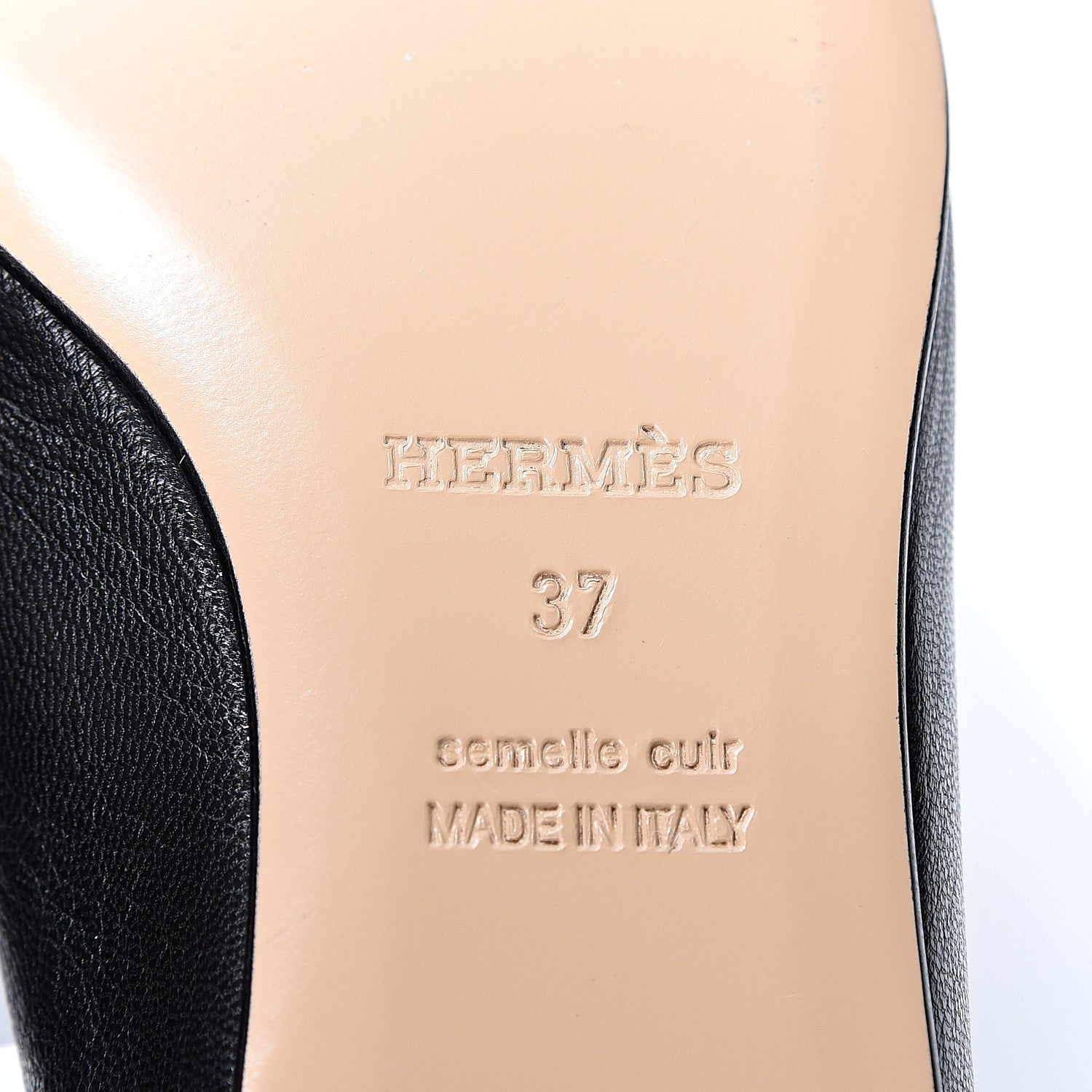 Hermes Goatskin Womens Time Loafers 37 Black 8 of 9