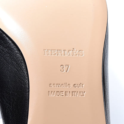Hermes Goatskin Womens Time Loafers 37 Black 8 of 9