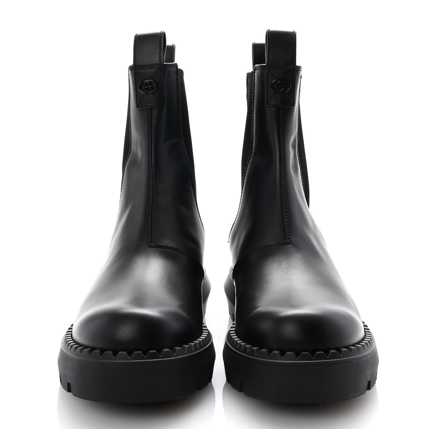 Gucci Sierra Calfskin Double Stretch Rib Mens Chelsea Boots 8.5 Black 3 of 10