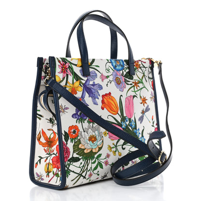 Gucci Canvas Medium Flora Tote White Multicolor Blue Agata 2 of 5