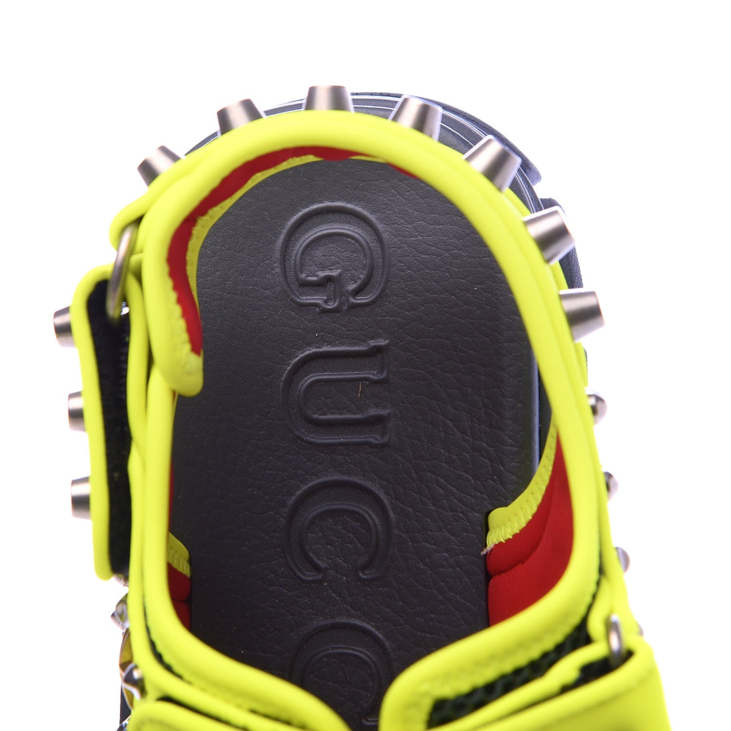 Gucci Technical Canvas Calfskin Studded Mens Aguru Sandals 8 Neon Yellow 7 of 9