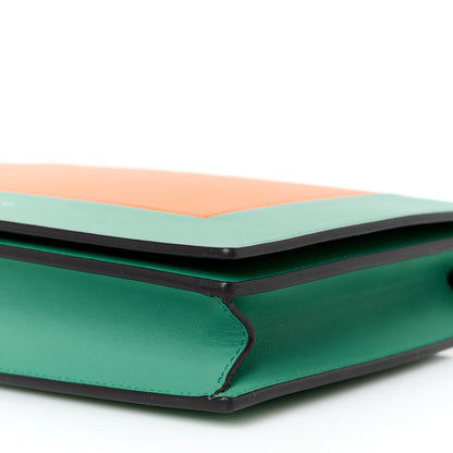 Celine Smooth Lambskin Frame Evening Chain Clutch Green Orange 9 of 9