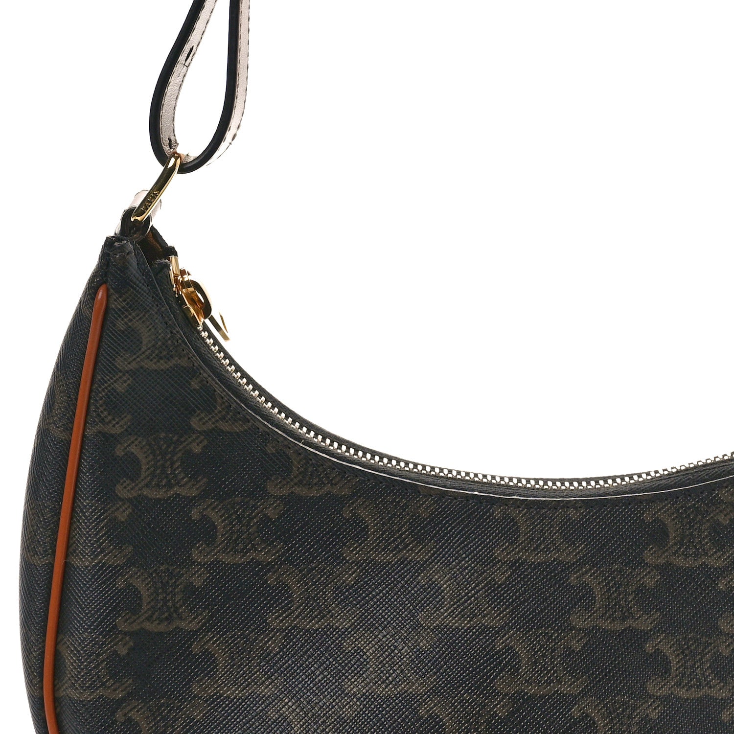 Celine Triomphe Canvas Calfskin Ava Shoulder Bag Tan 7 of 9