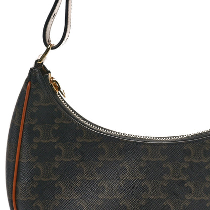 Celine Triomphe Canvas Calfskin Ava Shoulder Bag Tan 7 of 9