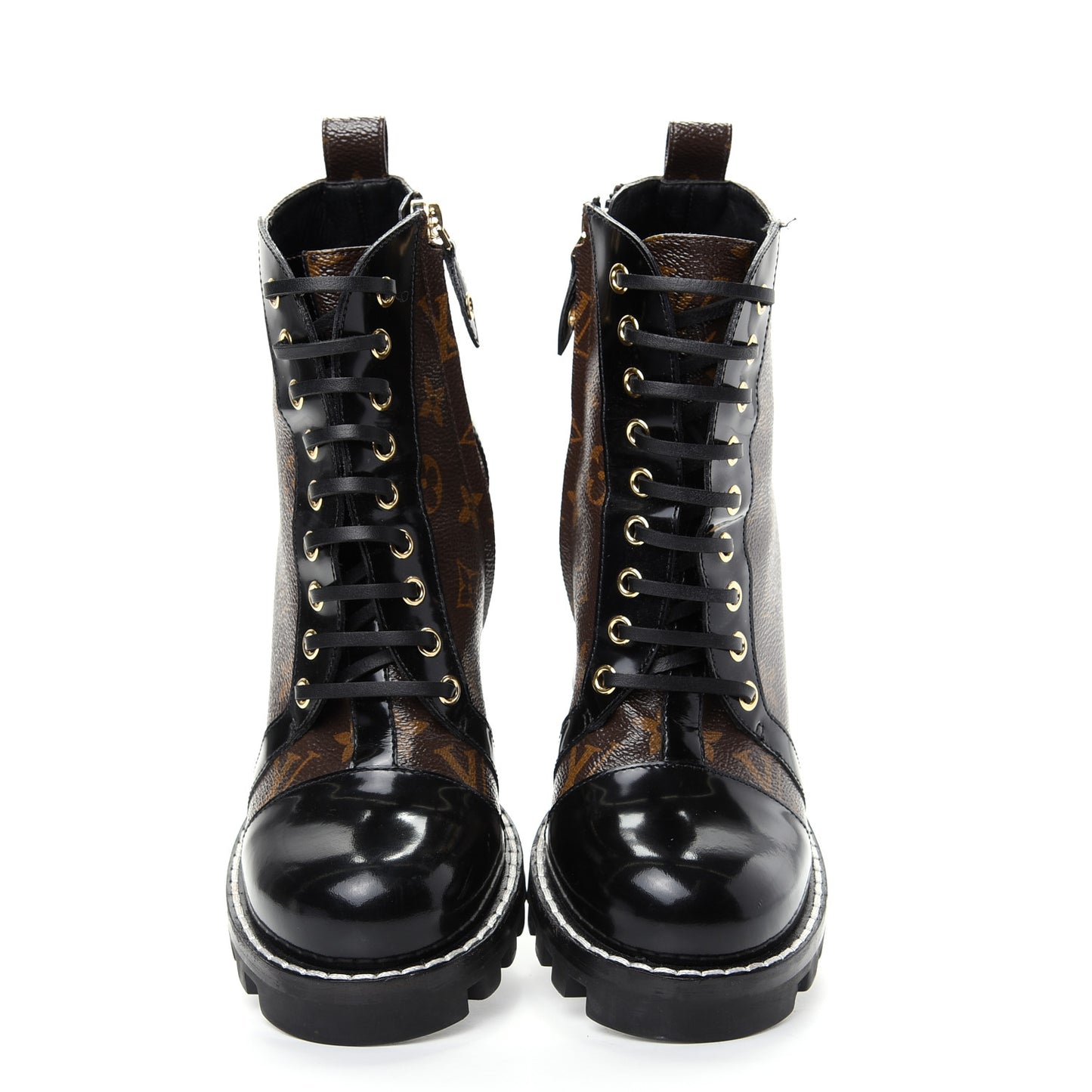 Patent Calfskin Monogram Star Trail Ankle Boots 38 Black