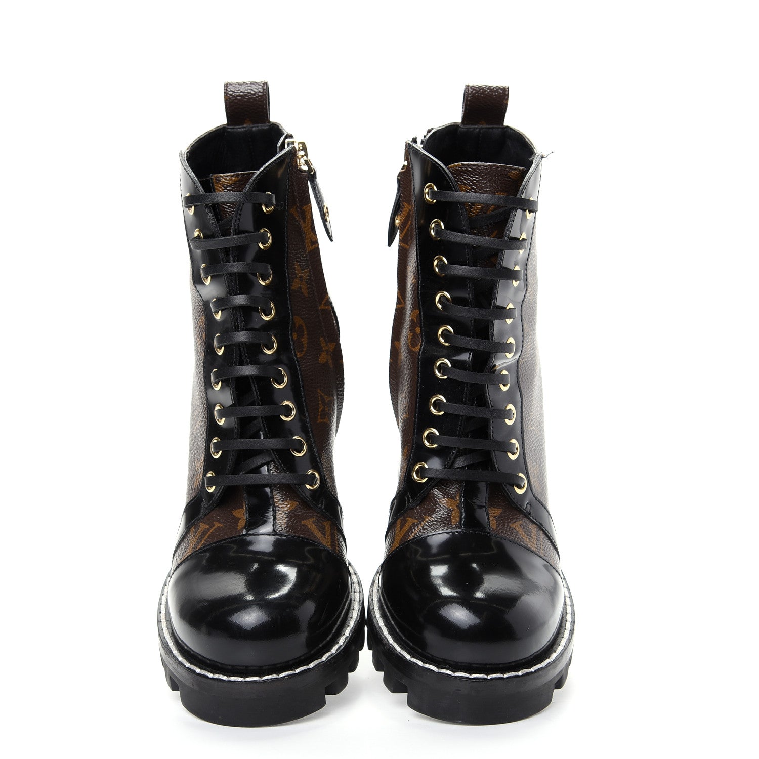 Louis Vuitton Patent Calfskin Monogram Star Trail Ankle Boots 38 Black 5 of 10