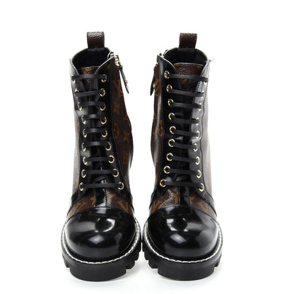 Louis Vuitton Patent Calfskin Monogram Star Trail Ankle Boots 38 Black 5 of 10