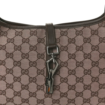 Gucci Monogram Lobster Clasp Jackie O Hobo Brown 8 of 9