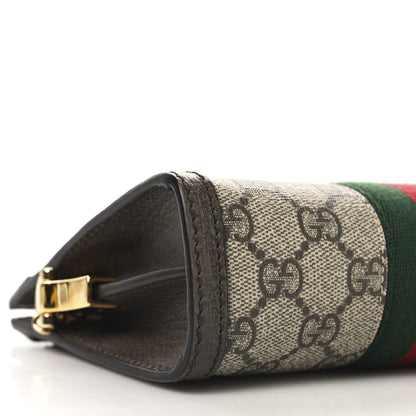 Gucci GG Supreme Monogram Textured Dollar Calfskin Web Mini Ophidia Chain Shoulder Bag Beige Ebony New Acero 9 of 10