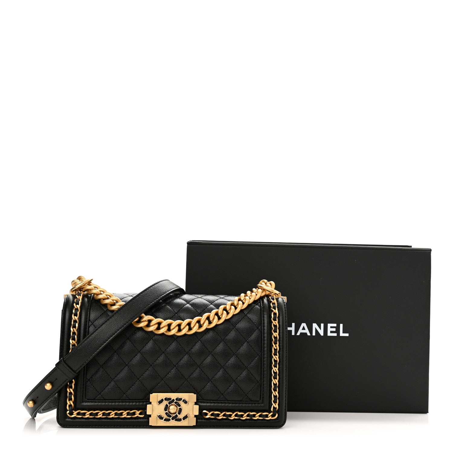 Chanel Caviar Quilted Medium Chain Around Boy Flap Black 11 of 11