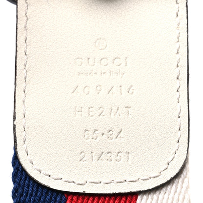 Gucci Nylon Calfskin Sylvie Web Double G 40mm Belt 85 34 Mystic White Hibiscus Red Maritime 5 of 5