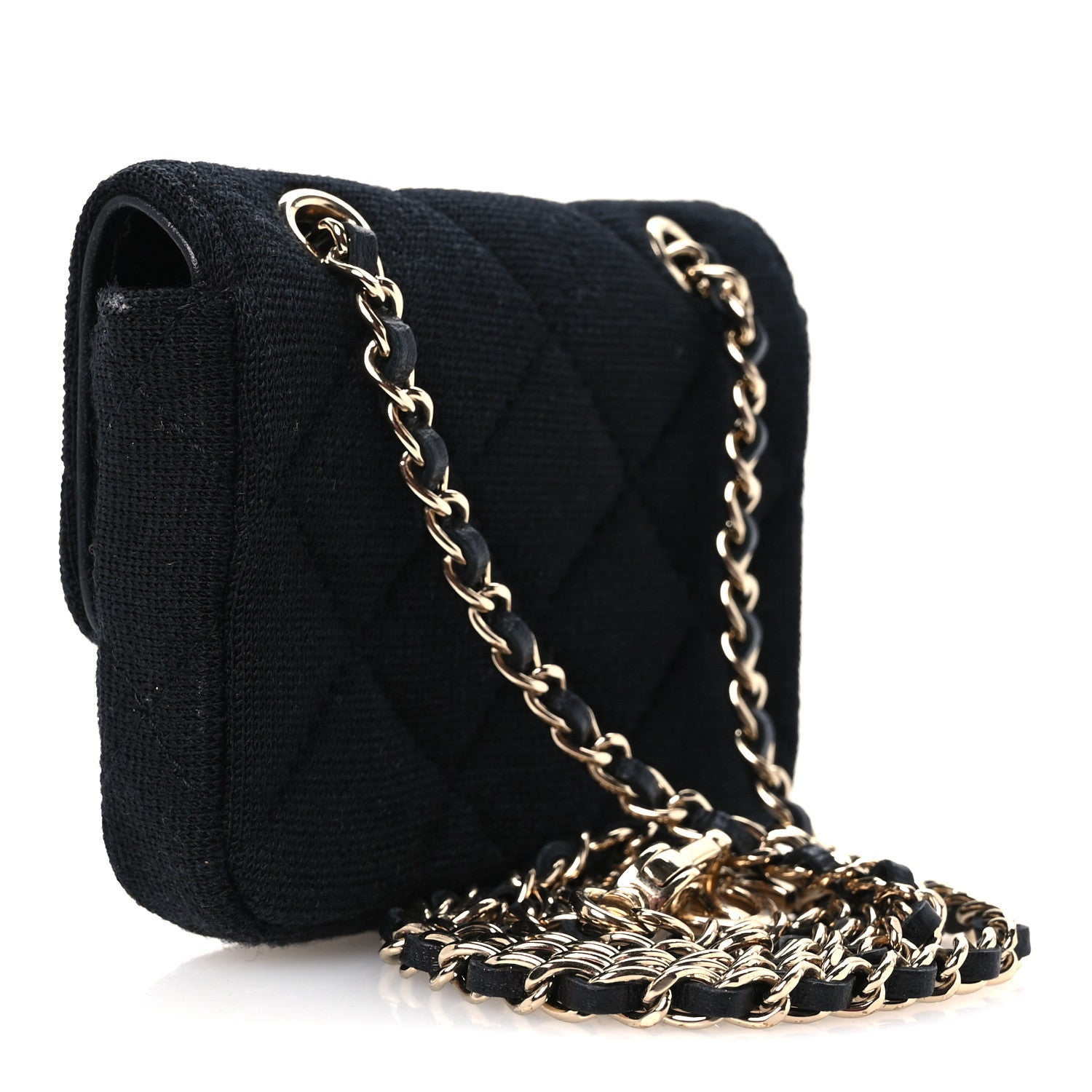 Chanel Jersey Quilted Flap Chain Waist Bag Black 2 of 11