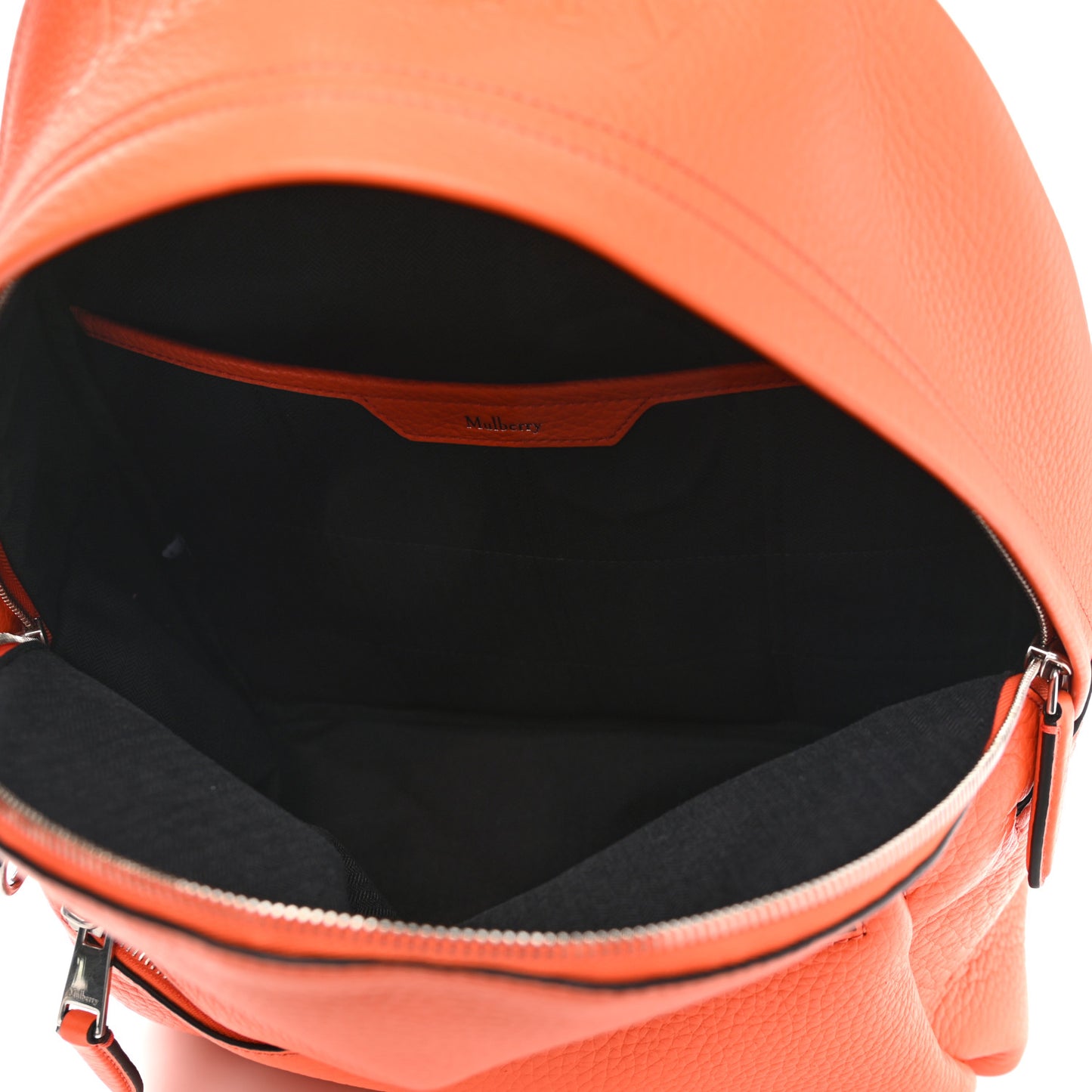 Heavy Grain Calfskin Zipped Backpack Mandarin Orange