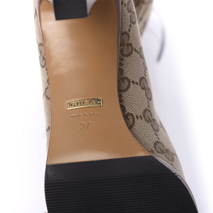 Gucci Monogram Lisa Mid Heel Boots 37 Beige Ebony 6 of 7
