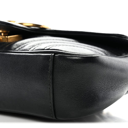 Gucci Calfskin Matelasse Mini GG Marmont Shoulder Bag Black 10 of 14