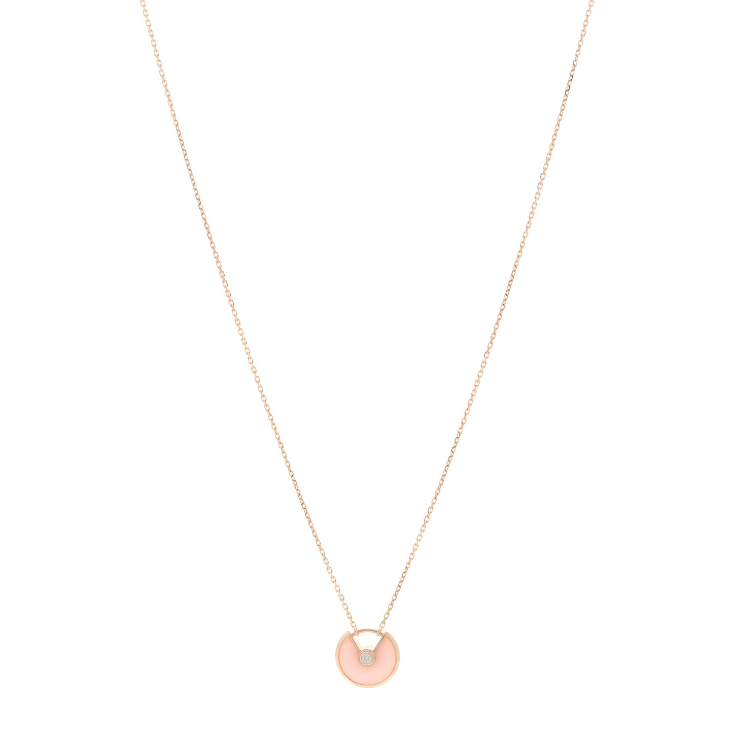 18K Pink Gold Diamond Pink Opal XS Amulette de Cartier Pendant Necklace