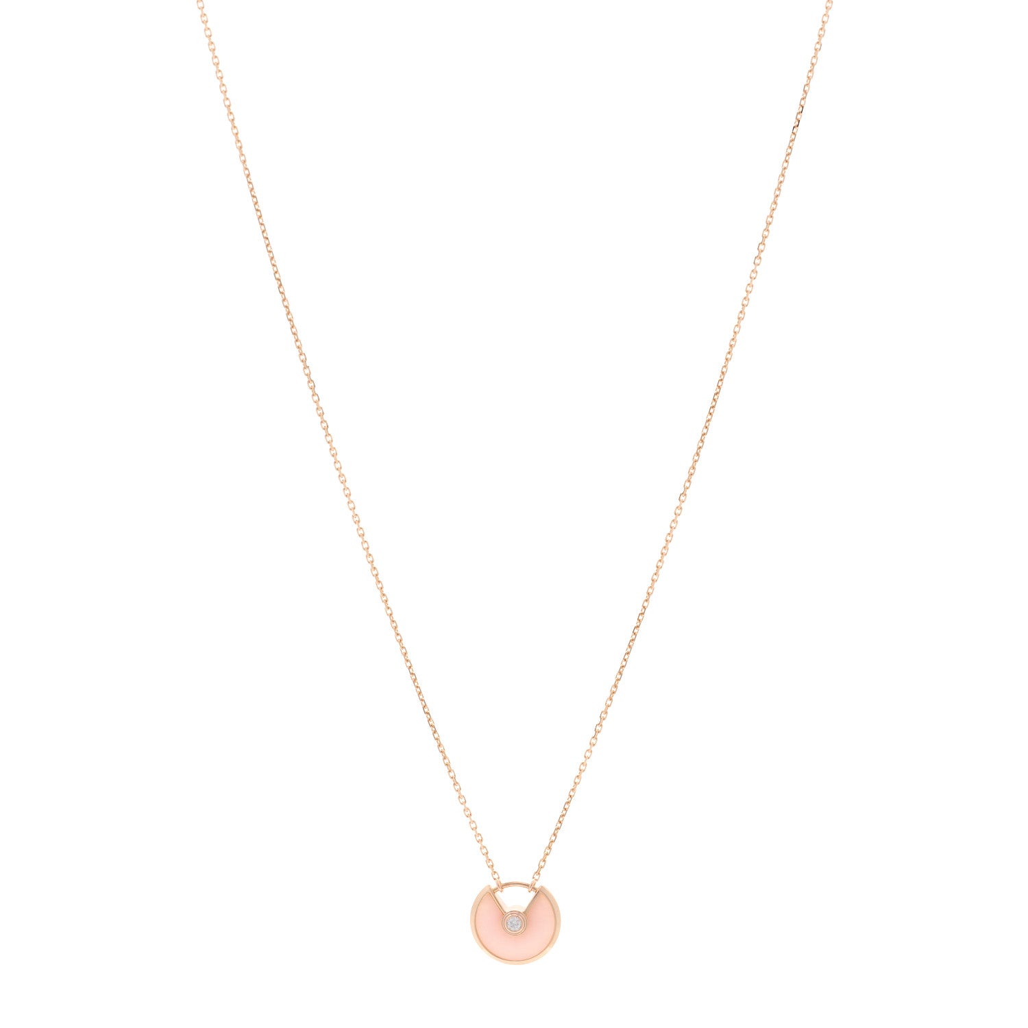 Cartier 18K Pink Gold Diamond Pink Opal XS Amulette de Cartier Pendant Necklace 1 of 4