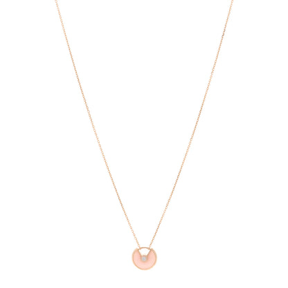 Cartier 18K Pink Gold Diamond Pink Opal XS Amulette de Cartier Pendant Necklace 1 of 4