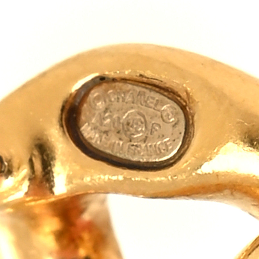 Metal CC Pick Drop Earrings Gold