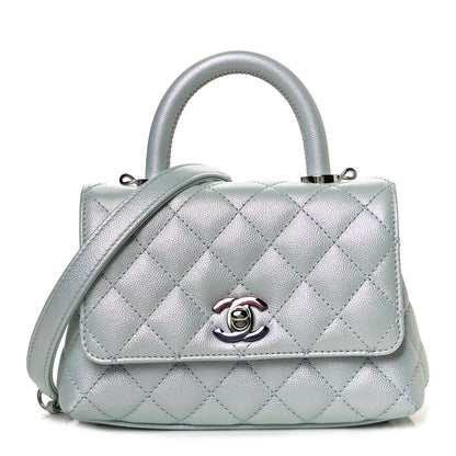Chanel Iridescent Caviar Quilted Extra Mini Coco Handle Flap Light Blue 1 of 12