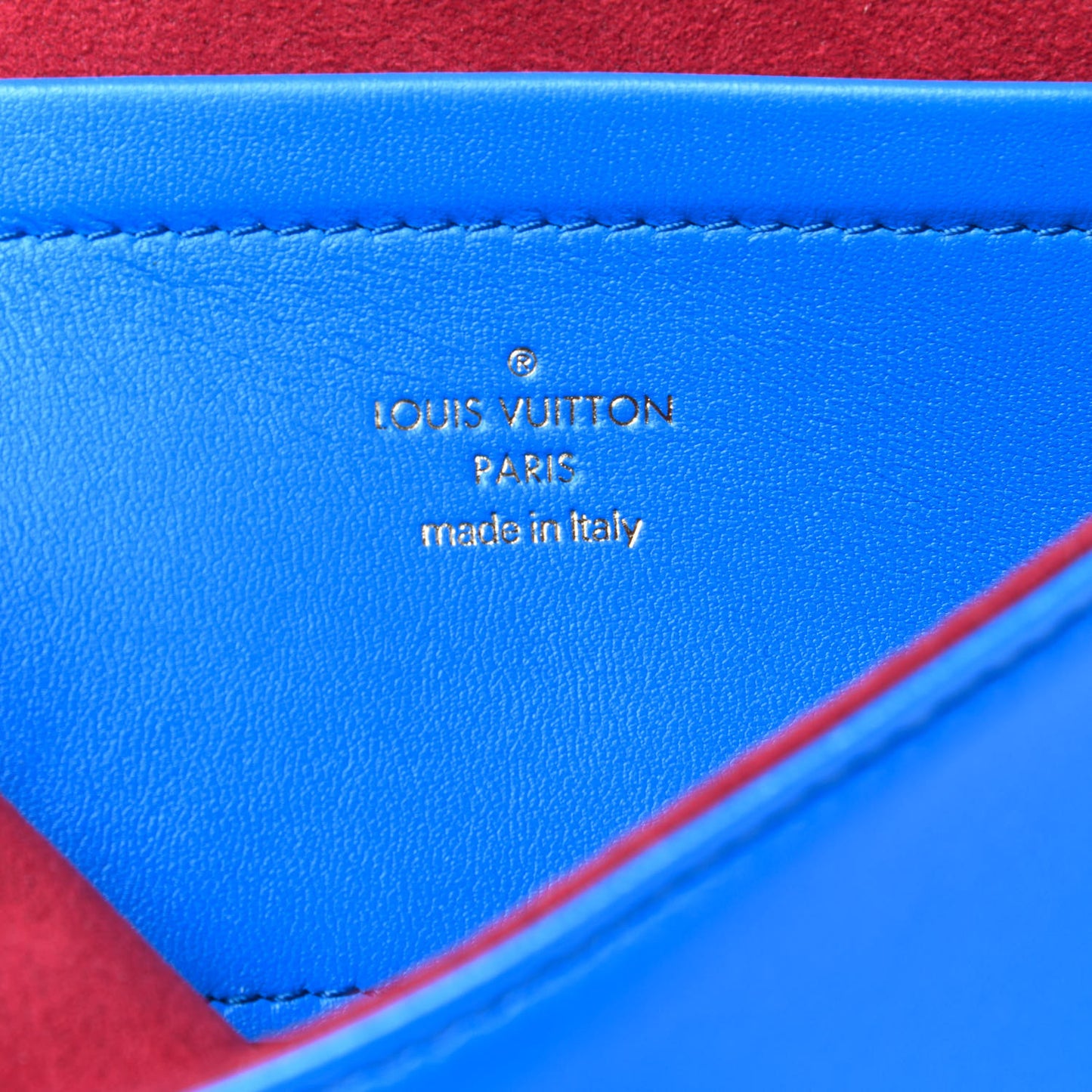 Lambskin Embossed Monogram Vuittamins Pochette Coussin Blue Red