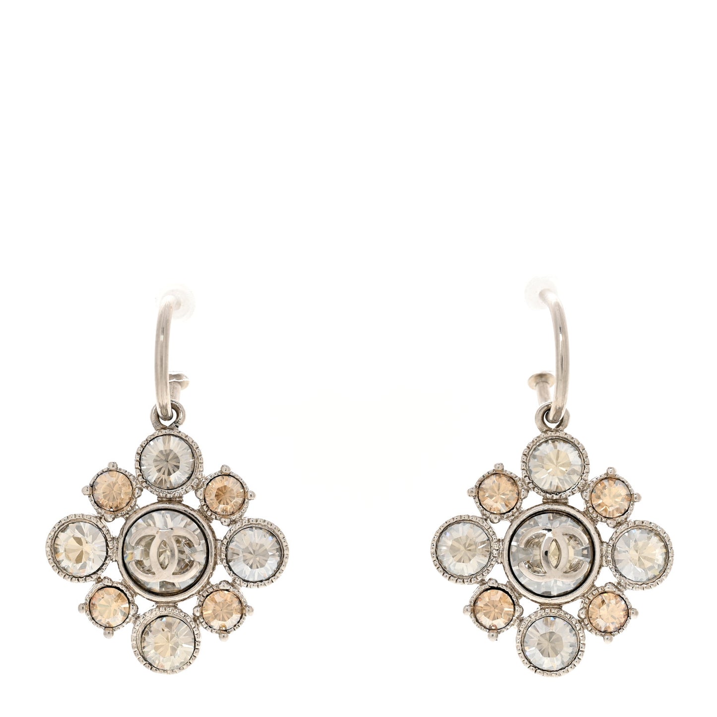 Crystal CC Dangle Earrings Silver