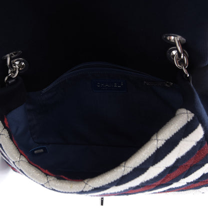 Chanel Jersey Felt Quilted Flap Red White Blue 5 of 10