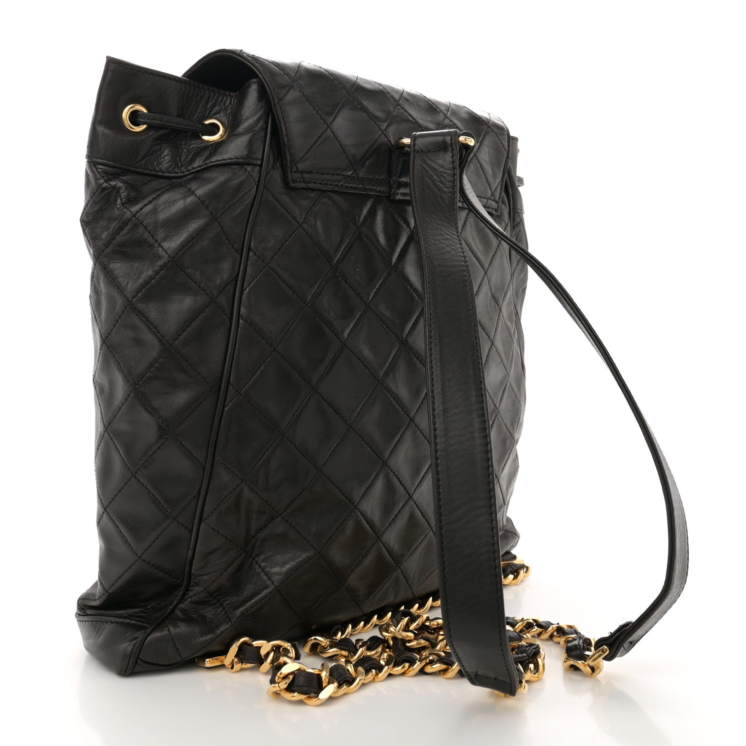 Chanel Lambskin Quilted Drawstring Backpack Black 2 of 11