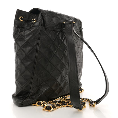Chanel Lambskin Quilted Drawstring Backpack Black 2 of 11