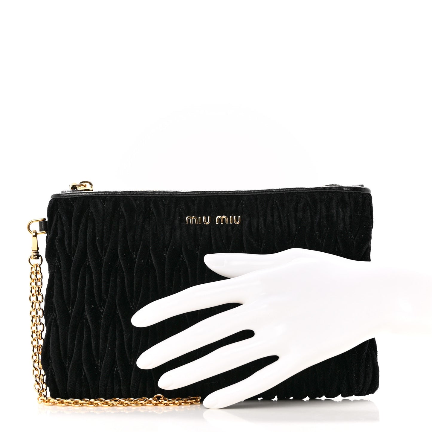 Velvet Matelasse Wristlet Black