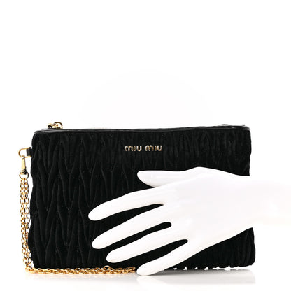 Miu Miu Velvet Matelasse Wristlet Black 2 of 7