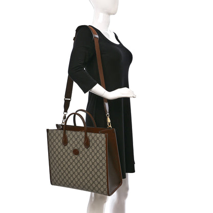 Gucci GG Supreme Monogram Azalea Calfskin Medium Retro Interlocking G Tote Bag Beige Ebony Brown Sugar 2 of 9