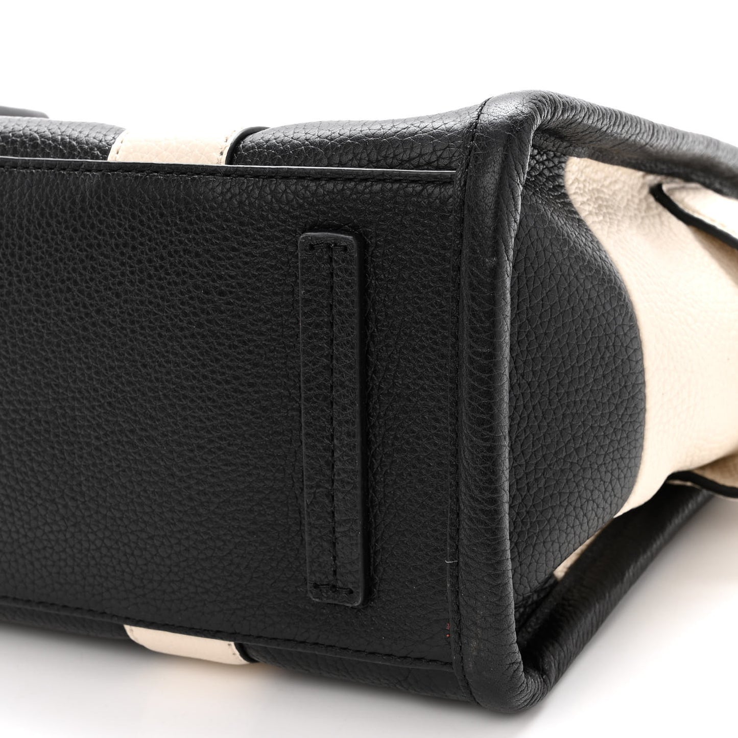 Grained Calfskin Small The Tote Bag Ivory Black