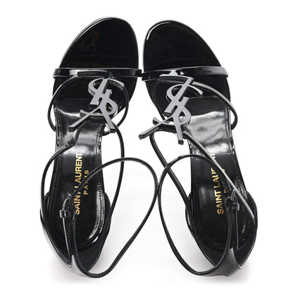 Saint Laurent Patent Cassandra 100 Ankle Strap Sandals 36 Black 2 of 9