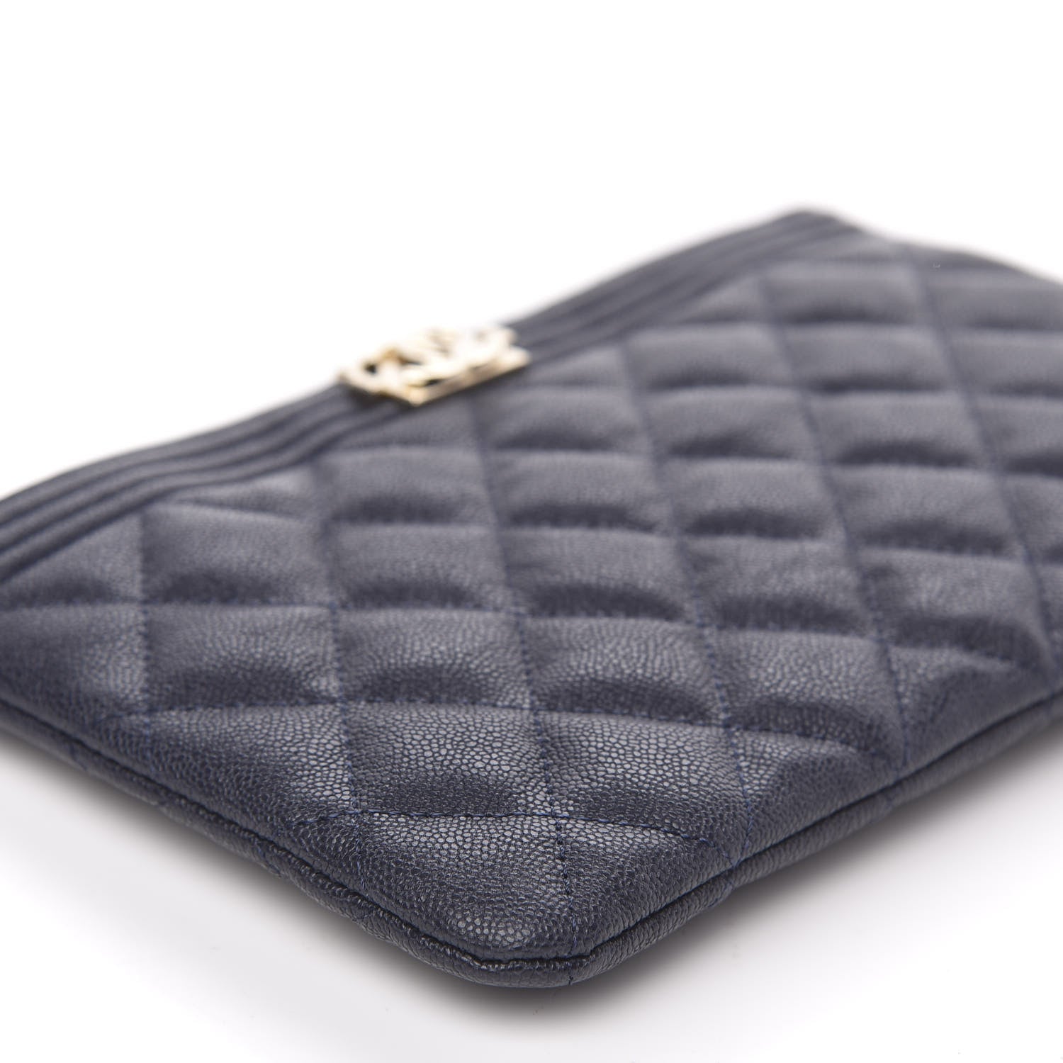 Chanel Caviar Quilted Small Zipped Boy Pouch Navy Blue 8 of 10